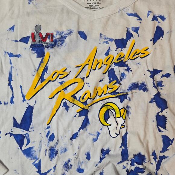 Majestic Threads Women's Los Angeles Rams Tie-Dye Long Sleeve V-Neck T-Shirt - Picture 2 of 10